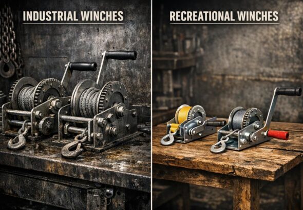 Side-by-side comparison of industrial and recreational hand winches