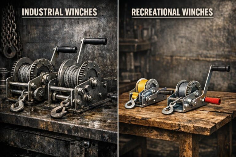 Side-by-side comparison of industrial and recreational hand winches