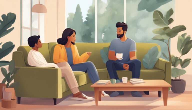 A couple discussing with a counsellor in a therapy session
